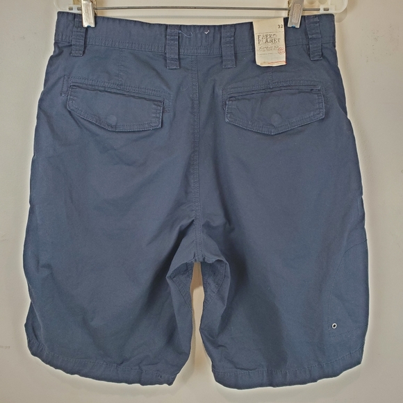 Free Planet Mens Navy Blue Chino Shorts Size 32 - Picture 2 of 8